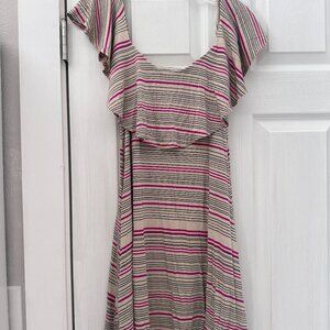 Fighting Eel pink stripe off the shoulder dress sz M jersey